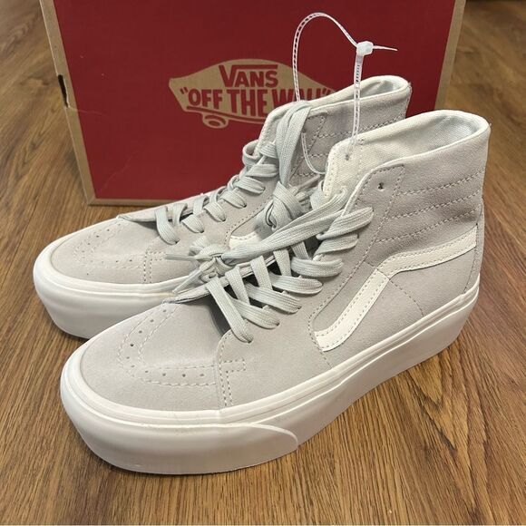 VANS sk8-hi top gray suede platform lace up shoes sneakers women’s 8.5 new - Picture 2 of 7